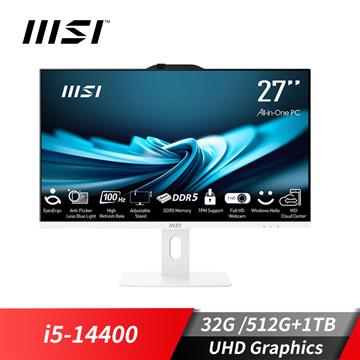 微星MSI PRO AP272P 27型 AIO液晶特仕電腦 (i5-14400&#47;32G&#47;512G+1TB&#47;W11P)