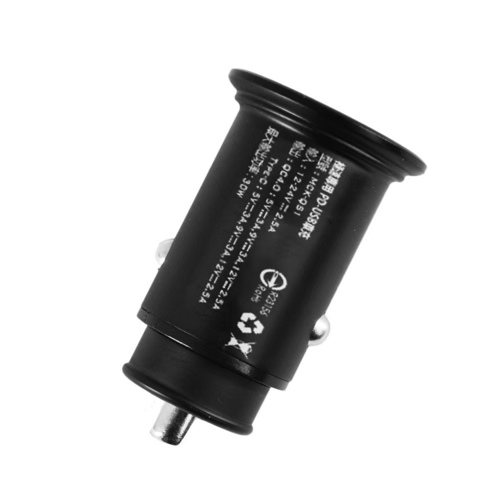 MCK 雙孔1A1C車充30W-金屬黑