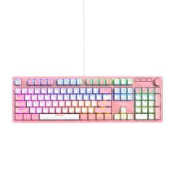 FOXXRAY星粉全彩RGB旋鈕機械鍵盤(青軸)