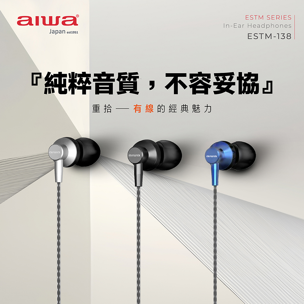 aiwa TYPE-C入耳式線控耳機-銀