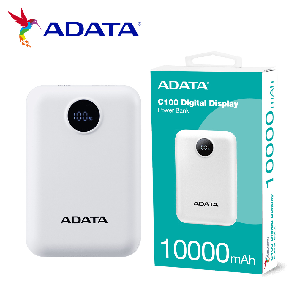 威剛 C100 Digital 20W行動電源10000mAh-白