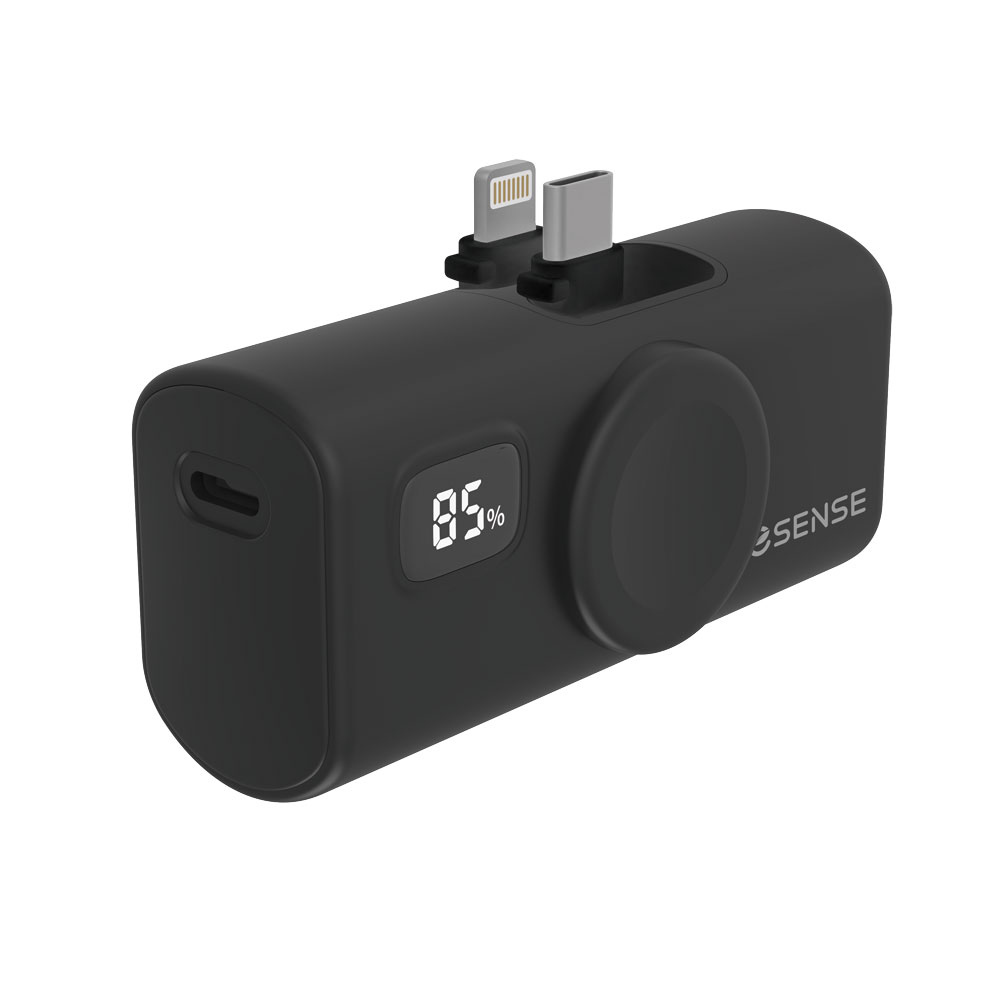 Esense 雙插頭口袋快充行動電源5000mAh-黑