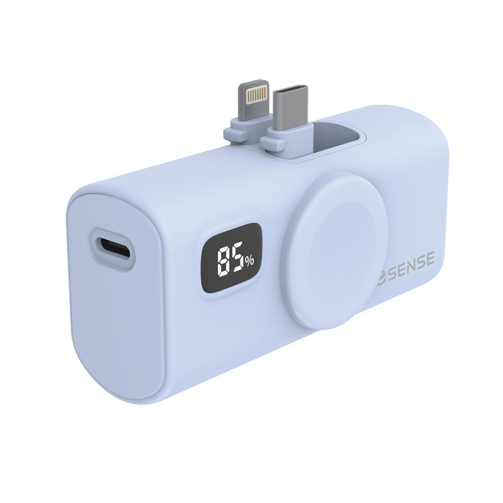 Esense 雙插頭口袋快充行動電源5000mAh-藍