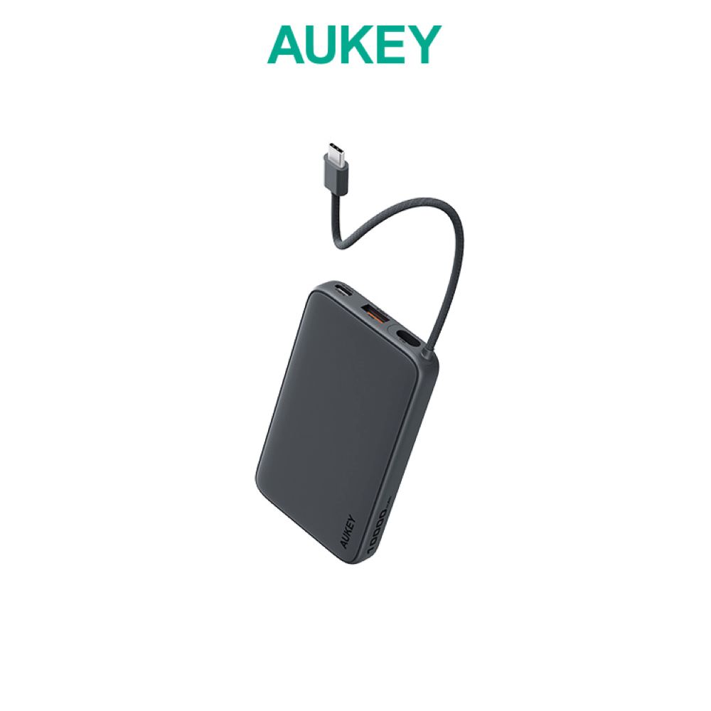 AUKEY Sling Lite帶線行動電源10000mAh-黑