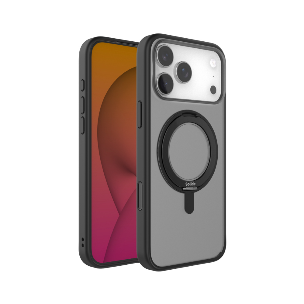 Solide i17 Pro Max RINGO磁吸支架殼-黑