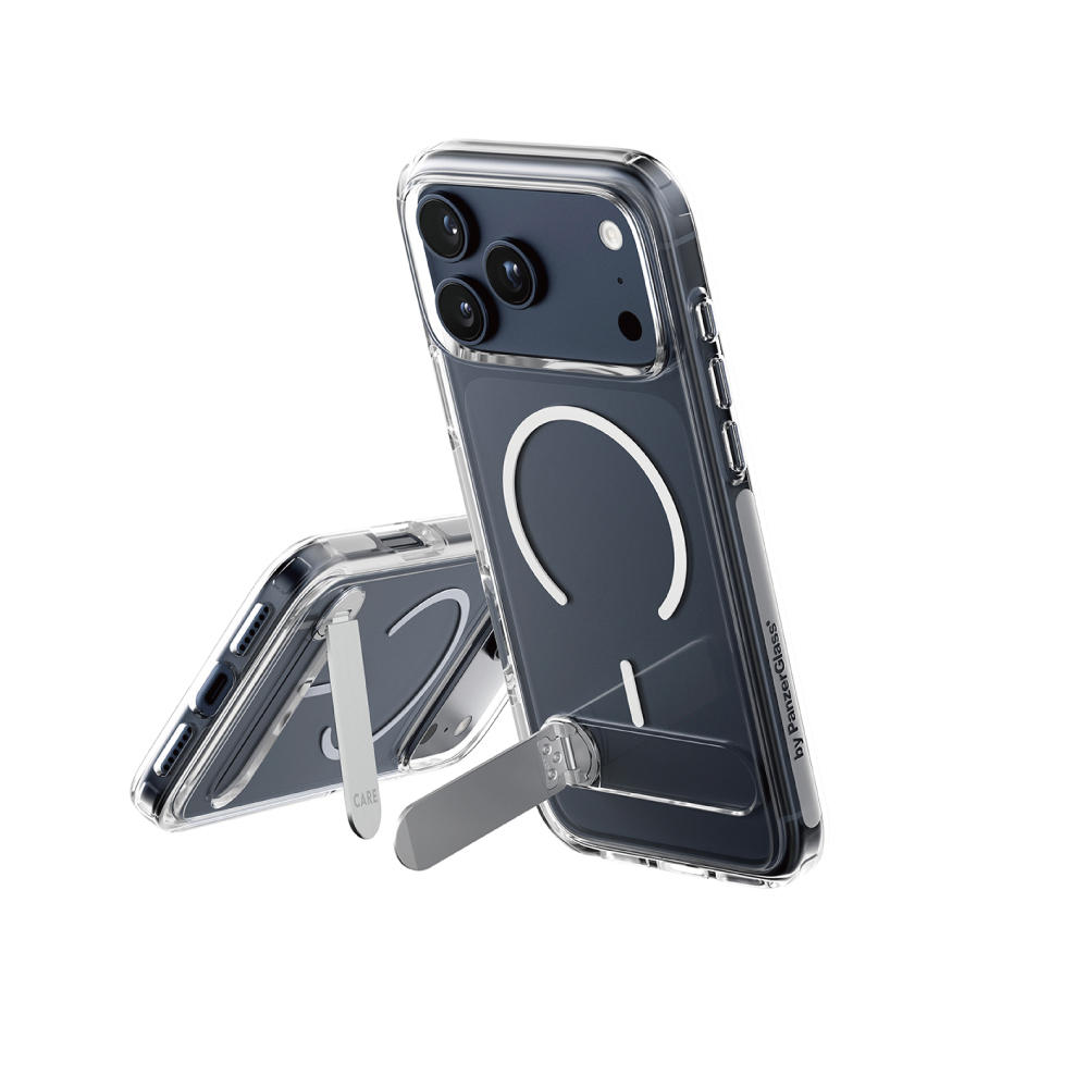 PG i17 Pro Max kickstand支架磁吸殼-透白