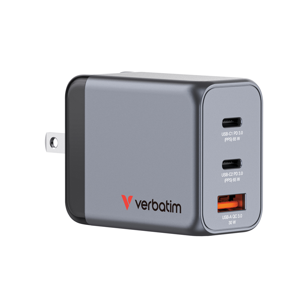 Verbatim 65W氮化鎵三孔充電器