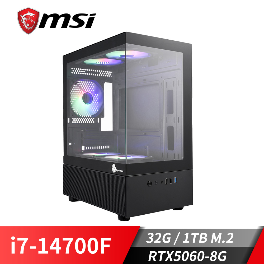 微星平台[鴻圖萬里II]i7獨顯電腦 (i7-14700F/32G/RTX 5060/1TB_M2)