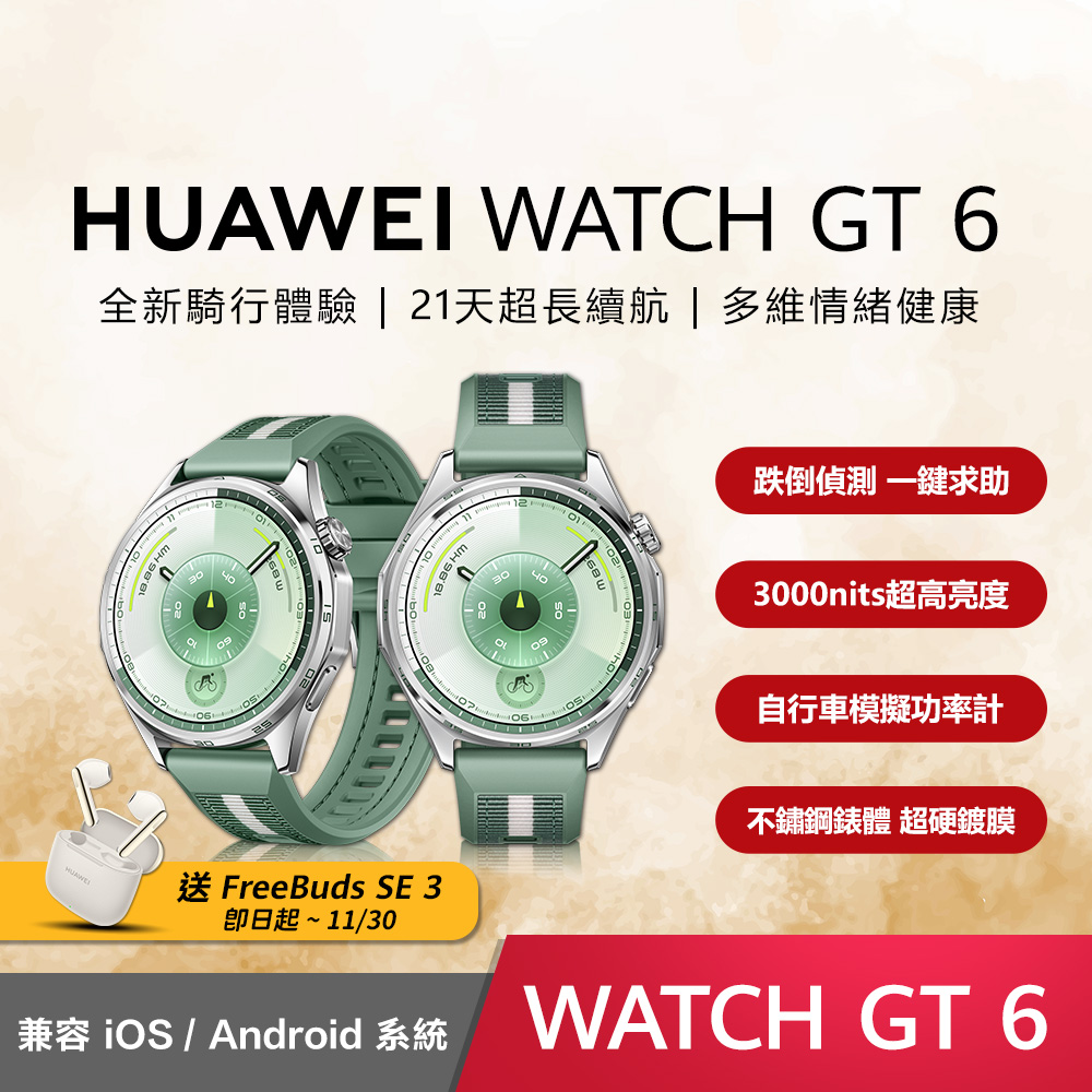 HUAWEI GT6 46mm 複合編織錶帶-原野綠