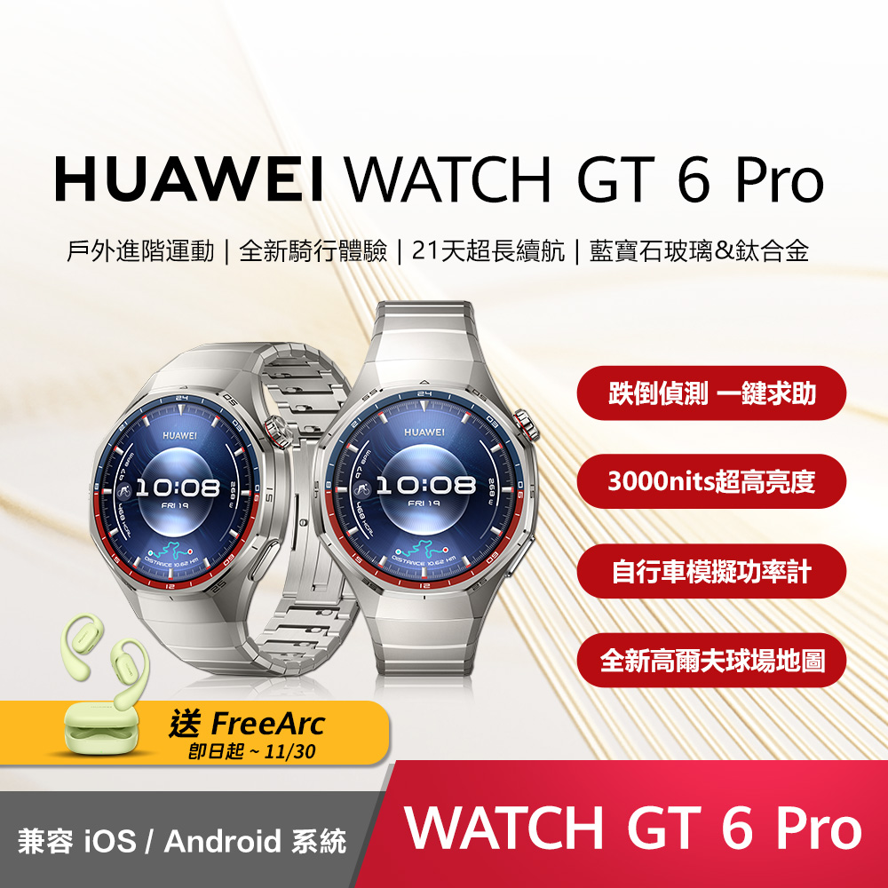 HUAWEI GT6 Pro 46mm 鈦金屬錶帶-鈦空銀
