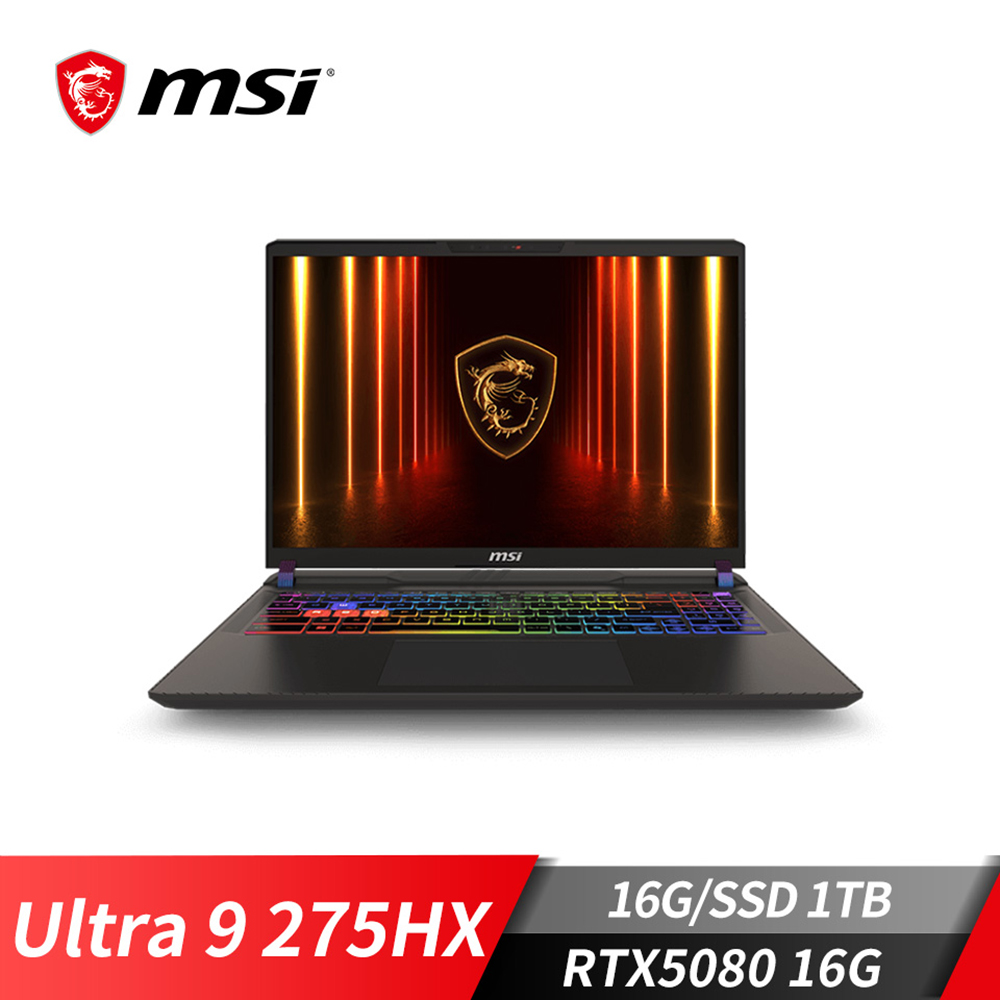微星MSI Vector 16 16吋 電競筆電-灰 (Ultra 9/16G/1TB SSD/RTX5080/W11)