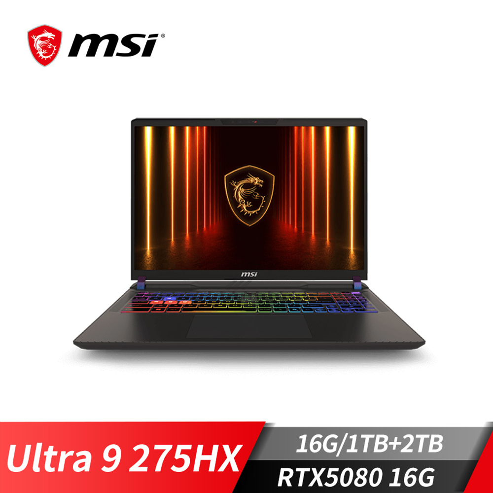 微星MSI Vector 16 16吋 特仕筆電-灰 (Ultra 9/16G/1TB+2TB/RTX5080/W11)