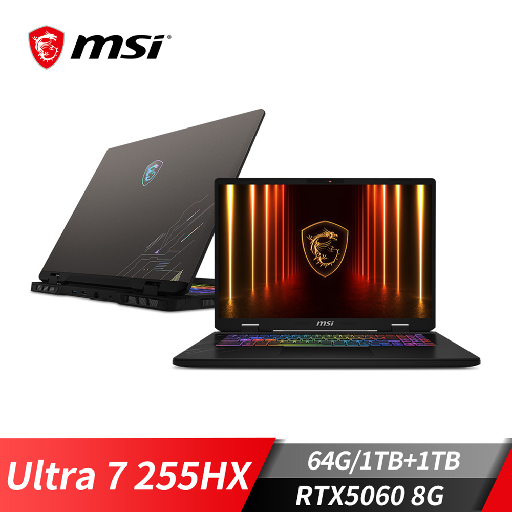 微星MSI Crosshair 17 17吋 特仕筆電-灰 (Ultra 7 /64G/1TB+1TB SSD/RTX5060/W11)