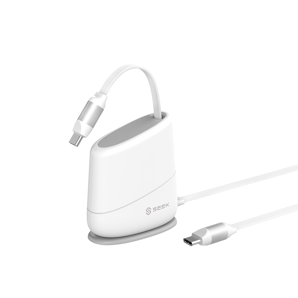 SEEK C-to-C 100W桌面伸縮充電線-白