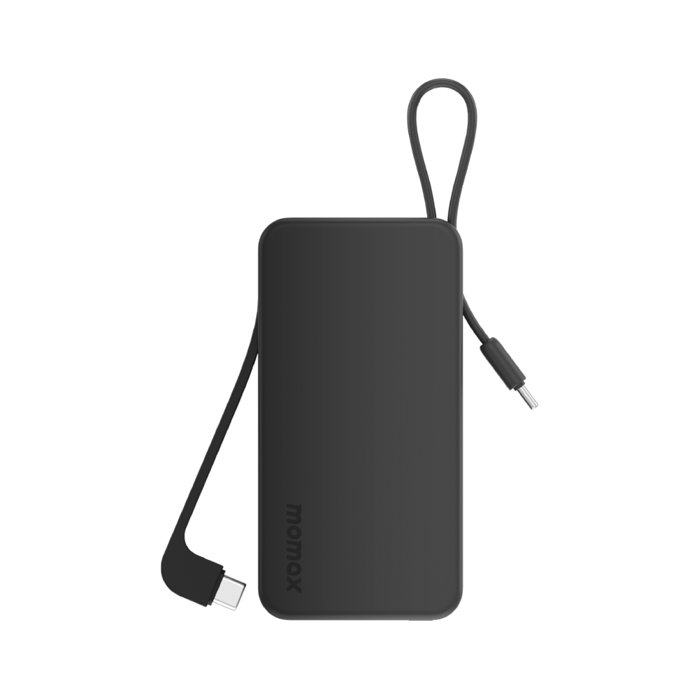 Momax 雙USB-C線行動電源10000mAh-黑(3C認證)