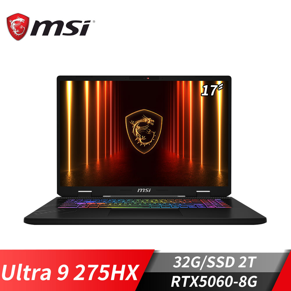 微星MSI Crosshair 17 HX AI 電競筆電 (Ultra 9 275HX&#47;32G&#47;2T SSD&#47;RTX5060&#47;Win11)