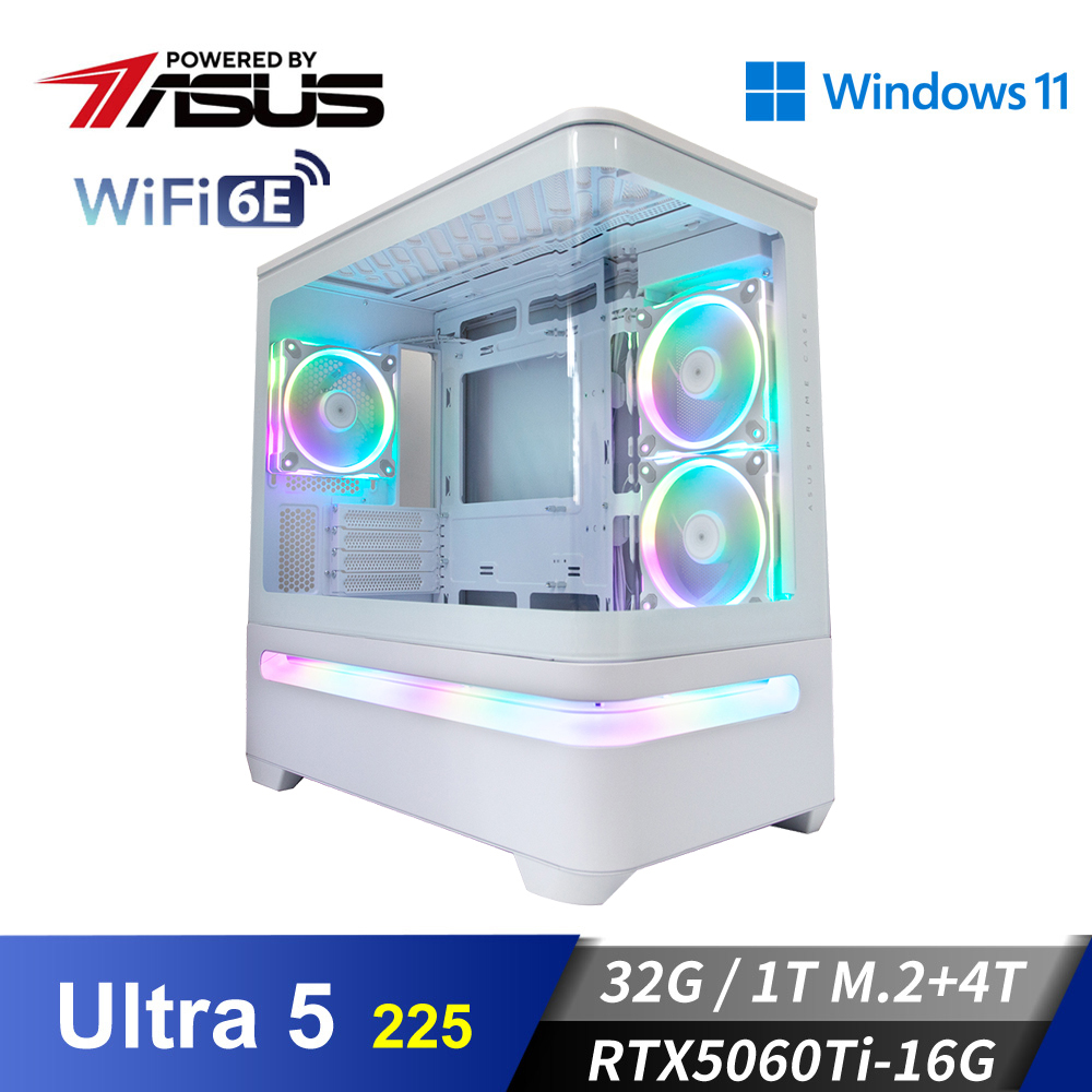 華碩平台&#091;星義俠神&#093;U5獨顯Win11電腦 (Ultra 5 225&#47;32G&#47;4T&#47;RTX5060Ti-16G&#47;1TB_M2)