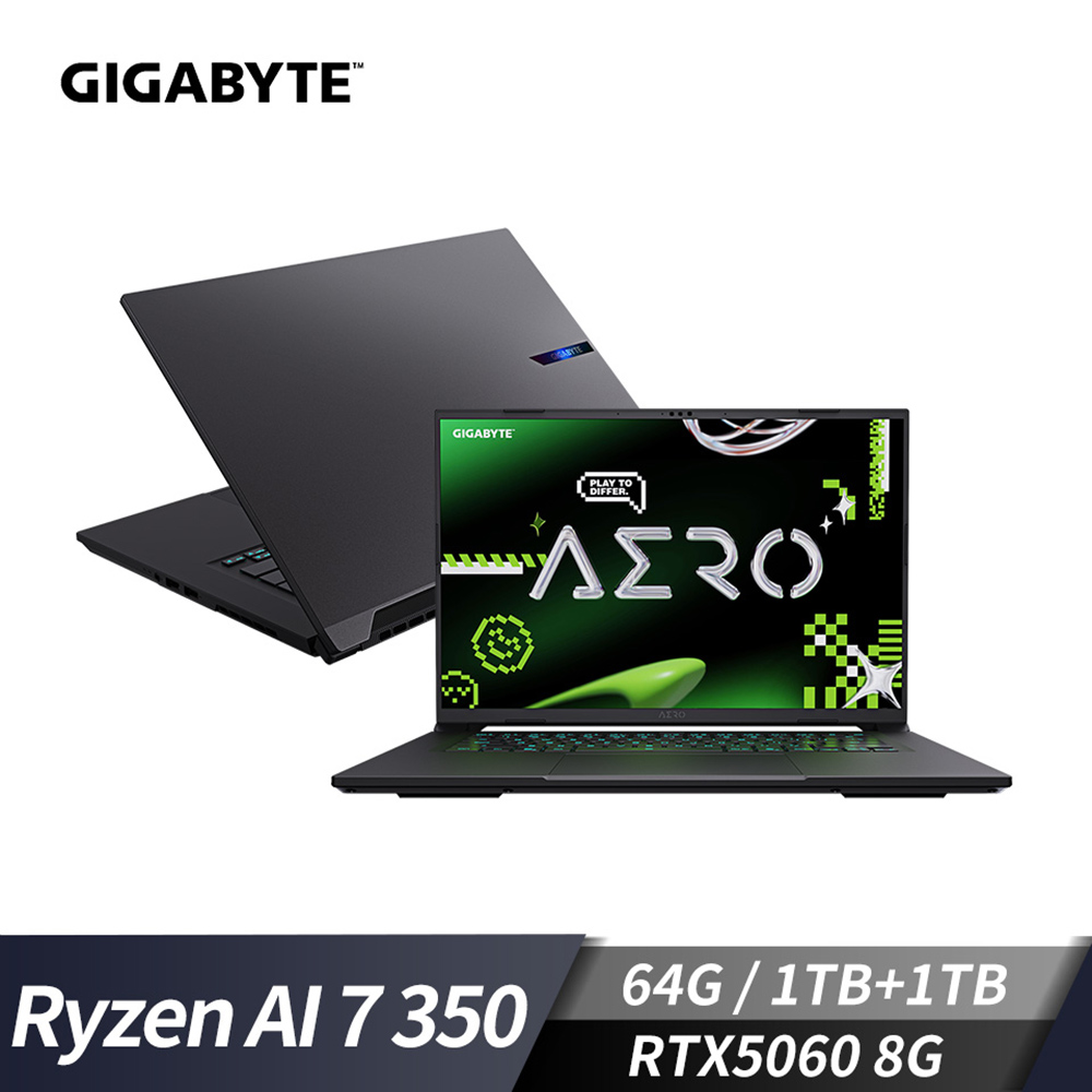 技嘉 AERO X16 16吋 電競特仕筆電-灰 (Ryzen AI 7/64G/1TB+1TB/RTX5060/W11)