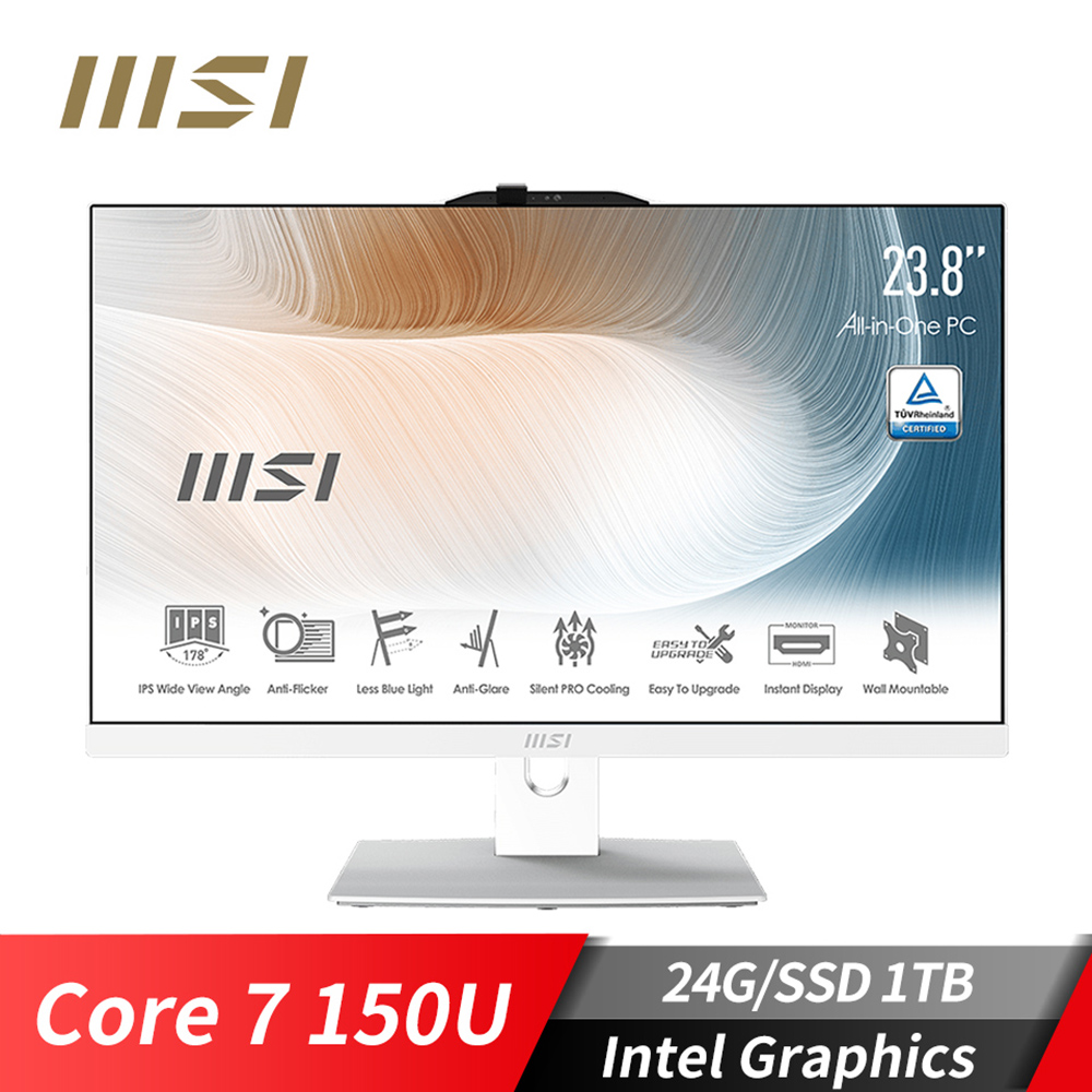 微星 Modern AM242TP 24型  AIO特仕電腦 (Core 7 150U/24G/1TB/W11P/十點觸控)