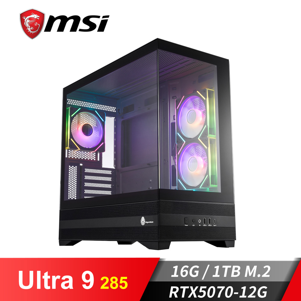 微星平台[荒天遊俠]U9獨顯電腦 (Ultra 9 285/16G/RTX 5070/1TB_M2)