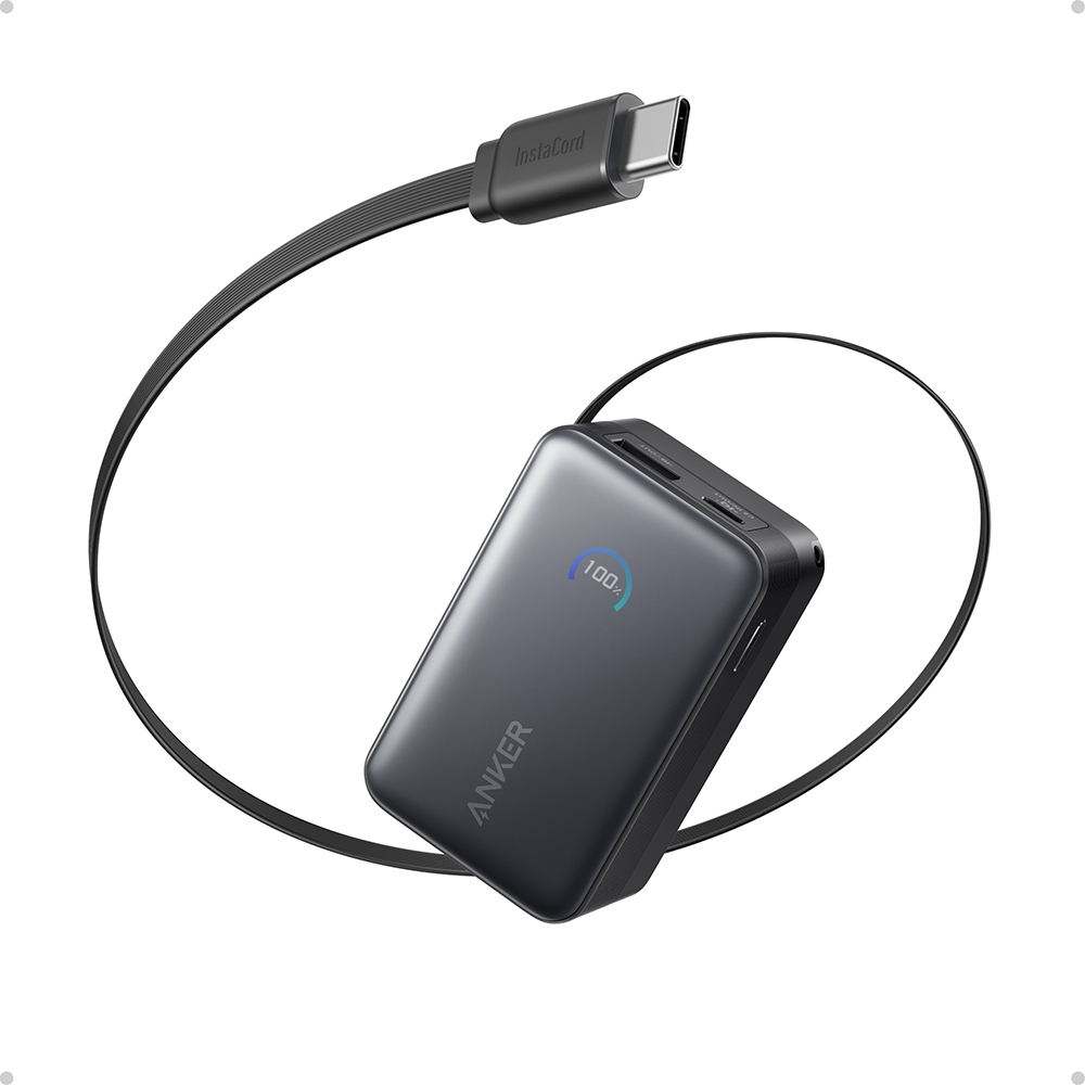Anker 45W自帶線行動電源10000mAh-黑