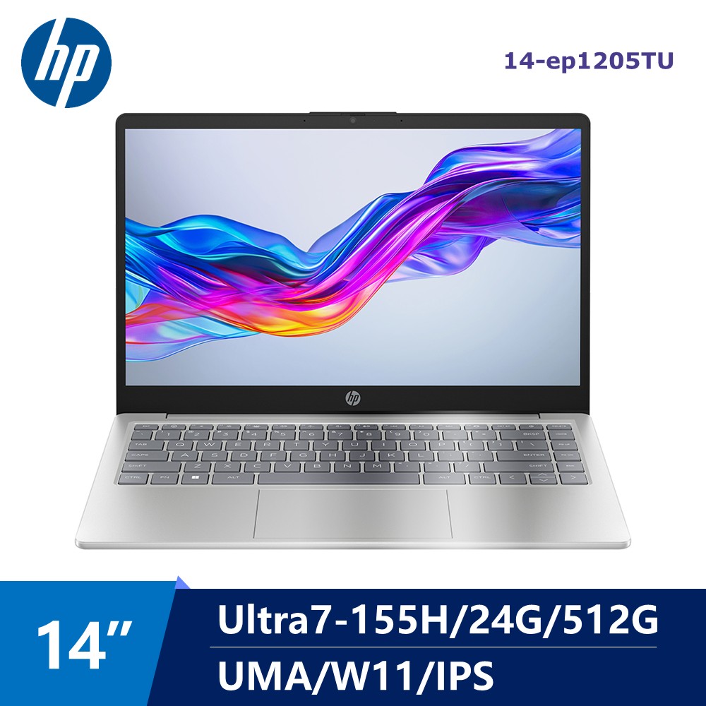 惠普 HP 超品 AI筆電 14" (Intel Core Ultra7-155H/24G/512G/UMA/W11) 銀