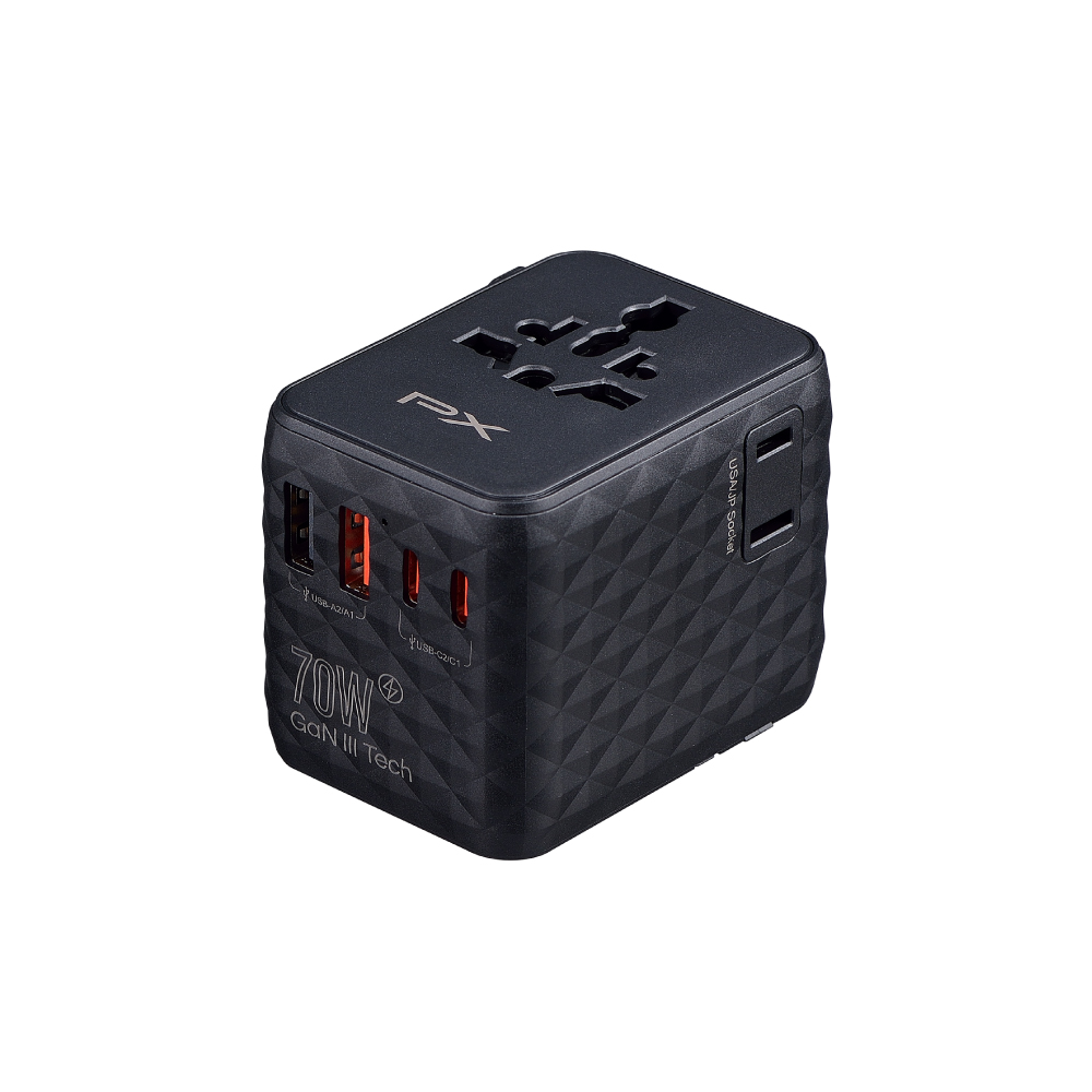 大通 氮化鎵70W萬國轉接旅行插座-黑