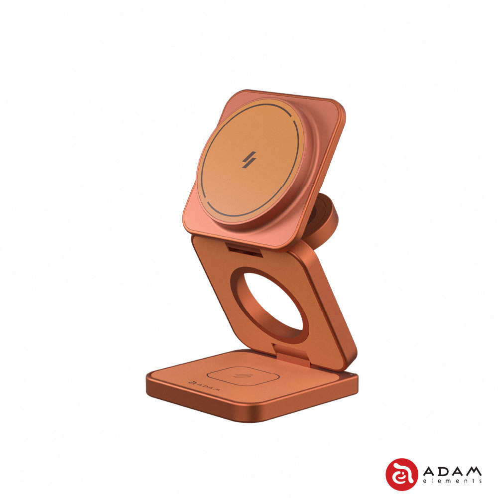 ADAM Mag 3 Ultra Qi2 25W三合一充電座-橘