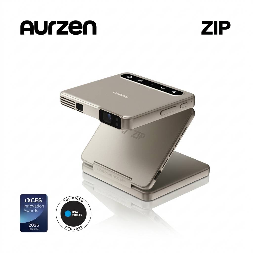 Aurzen ZIP 三折式掌上投影機-星光金