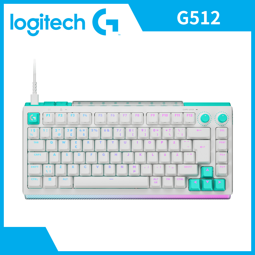 羅技 Logitech G512 X觸感軸75雙軸有線電競鍵盤-白