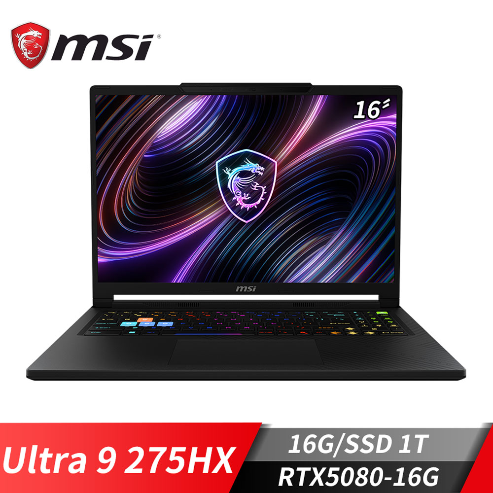 微星MSI Raider 16 HX 電競筆電 (Ultra 9 275HX/16G/1T SSD/RTX5080/Win11)