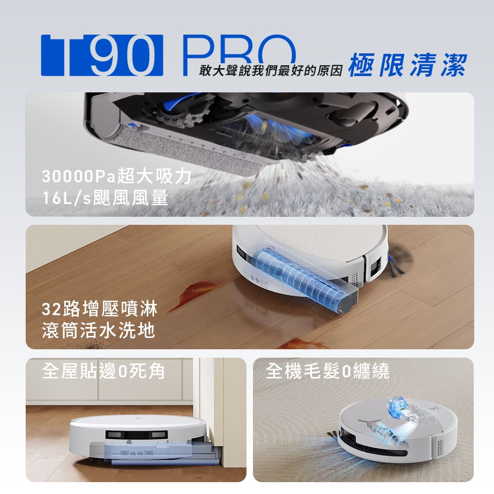 科沃斯 ECOVACS T90 PRO 超長續航滾筒洗地機器人 上下水款 - 細節圖 2