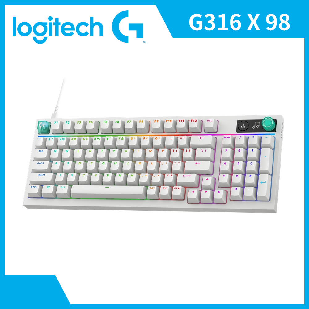 羅技 Logitech G316 X 98 8K觸感軸有線電競鍵盤-白