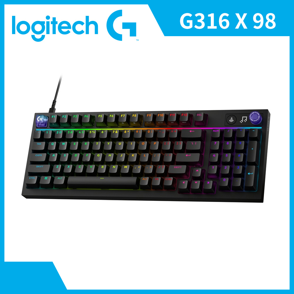 羅技 Logitech G316 X 98 8K線性軸有線電競鍵盤-黑