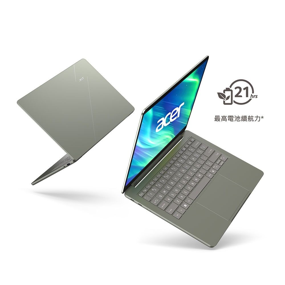 宏碁 ACER Swift Air AI筆電 14" (Intel Core5-320/12G/512G/UMA/W11) 灰綠 - 細節圖 4