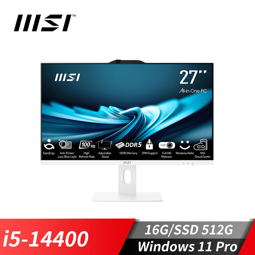 微星MSI PRO AP272P 液晶電腦 (i5-14400/16G/512G SSD/Win11Pro/白)