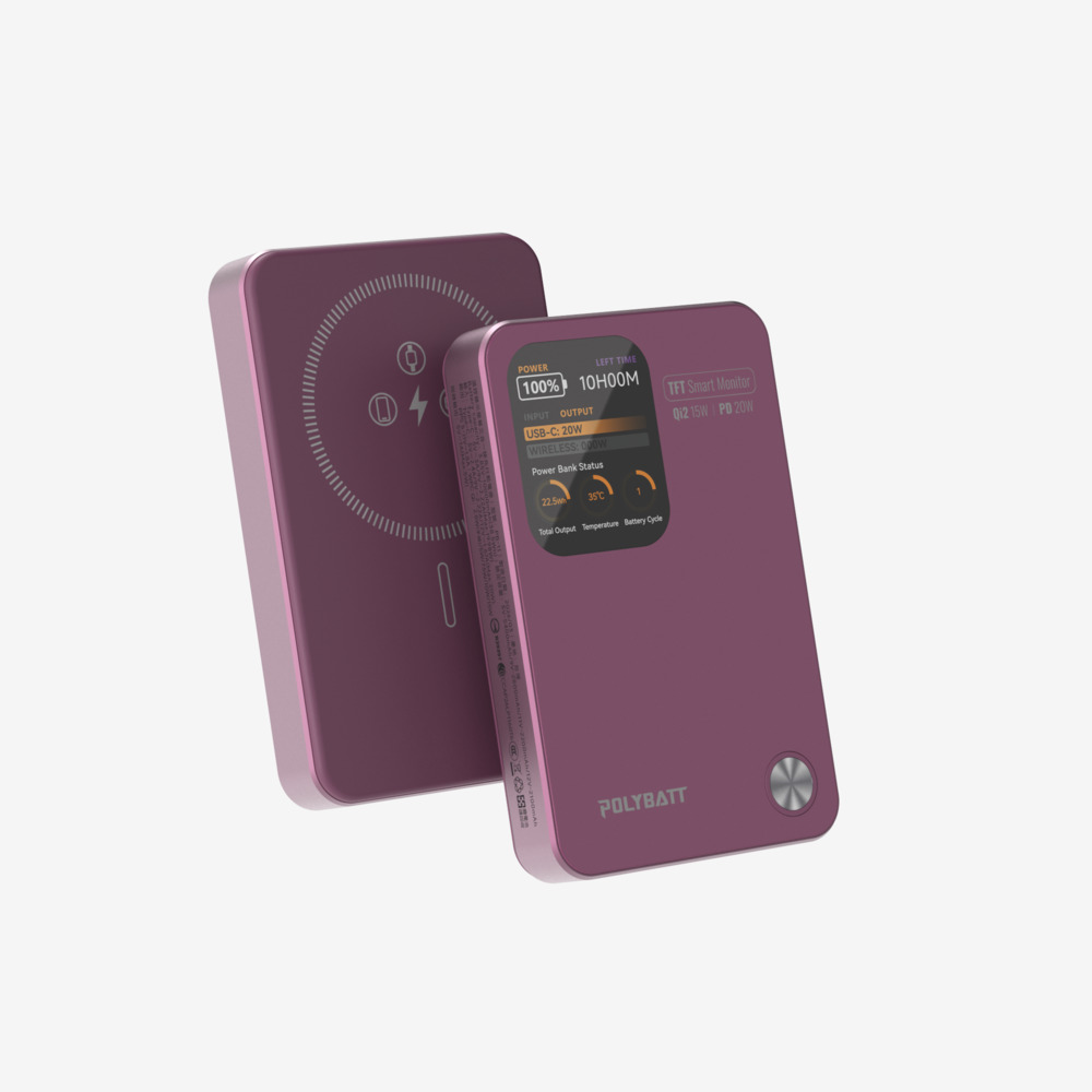 POLYBATT 固態AI溫控行動電源10000mAh-酒紅